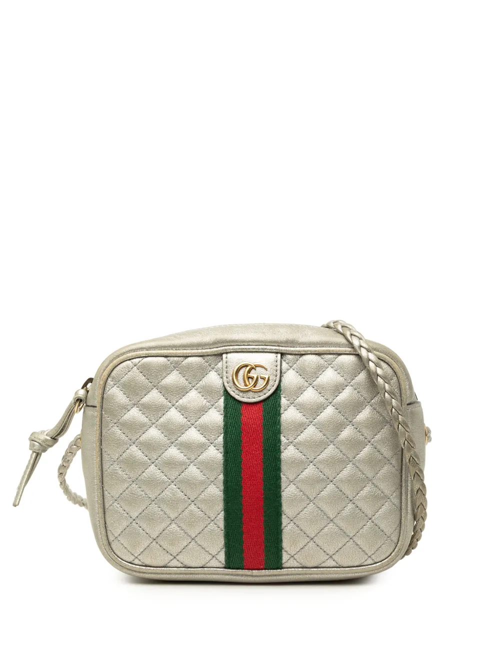 Gucci Pre-Owned 2016-2026 Mini Quilted Metallic Calfskin Web Trapuntata crossbody bag - Silver