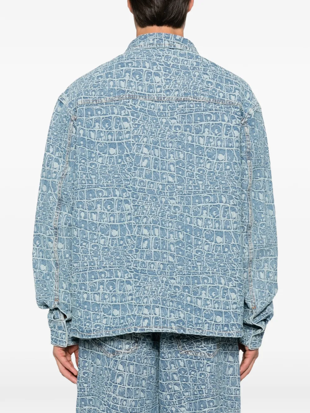 Daily Paper Denim overhemd met jacquard-patroon Blauw