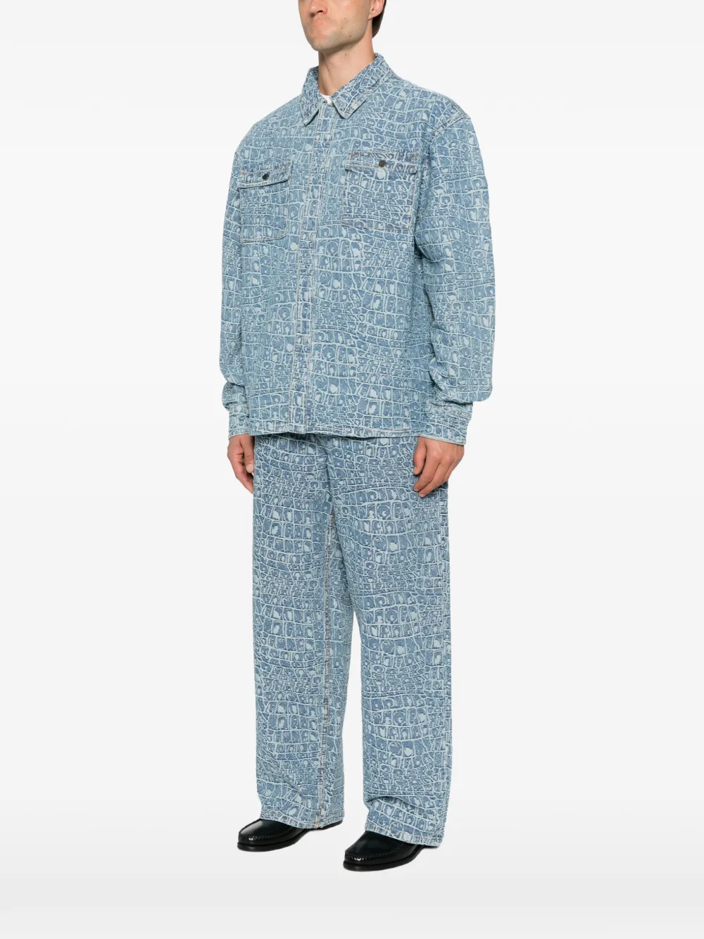 Daily Paper Denim overhemd met jacquard-patroon Blauw