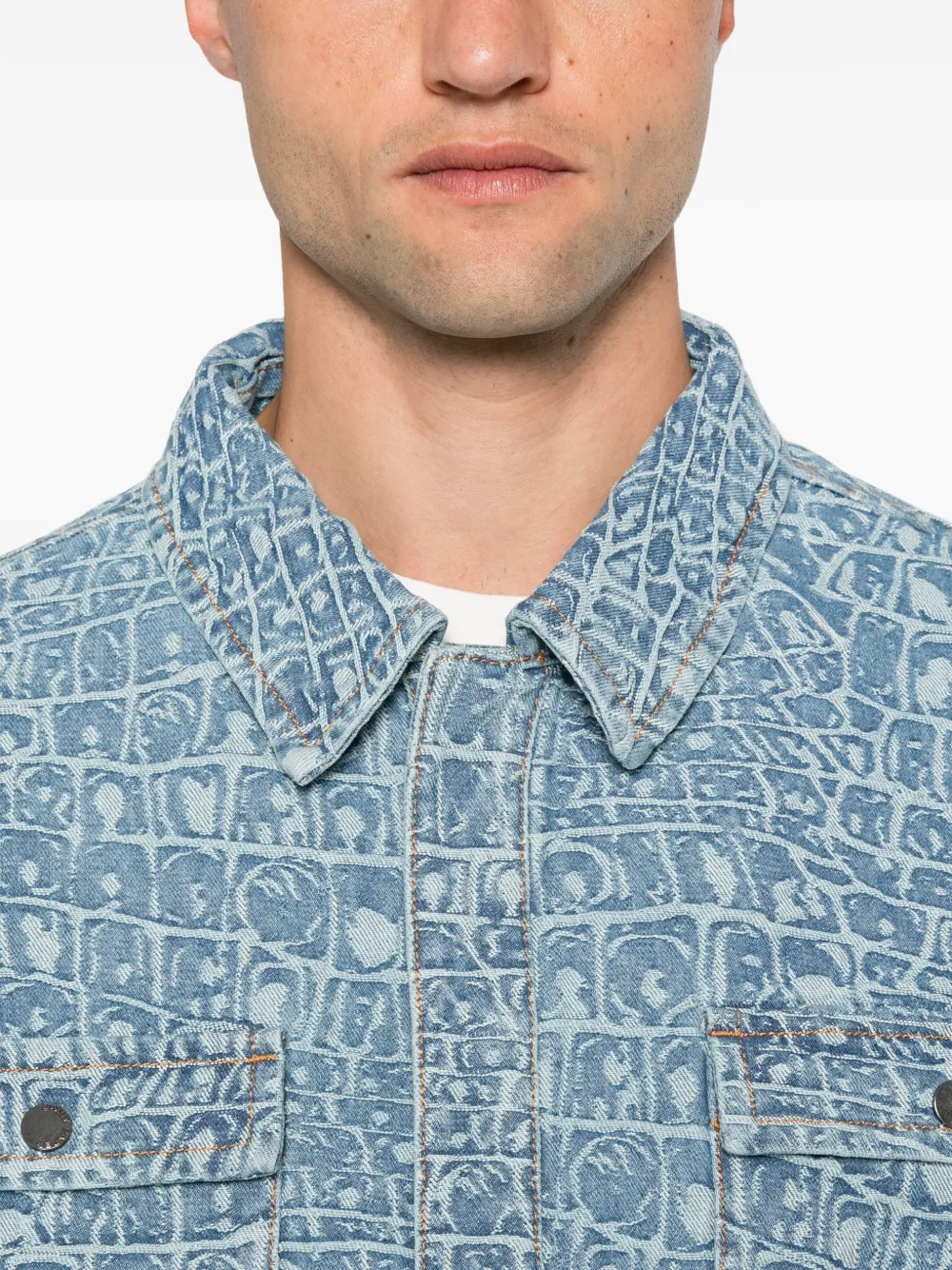 Daily Paper Denim overhemd met jacquard-patroon Blauw