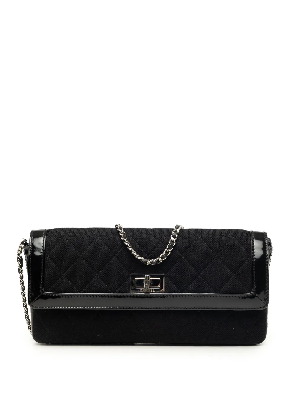CHANEL Pre-Owned 2000-2002 Quilted Jersey and Patent Trimmed Reissue 2.55 East West Flap shoulder bag - Nero