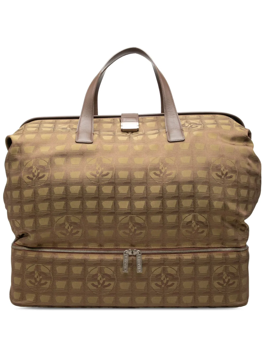 CHANEL Pre-Owned 2002-2003 New Line Nylon Frame Bag travel bag - Brown