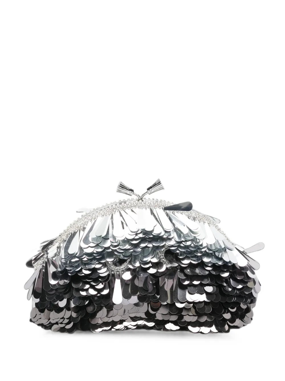 Anya Hindmarch sequin-embellished tassel clutch bag - Nero