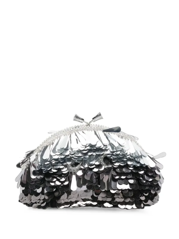 Anya Hindmarch Sequin-embellished Tassel Clutch Bag in Black