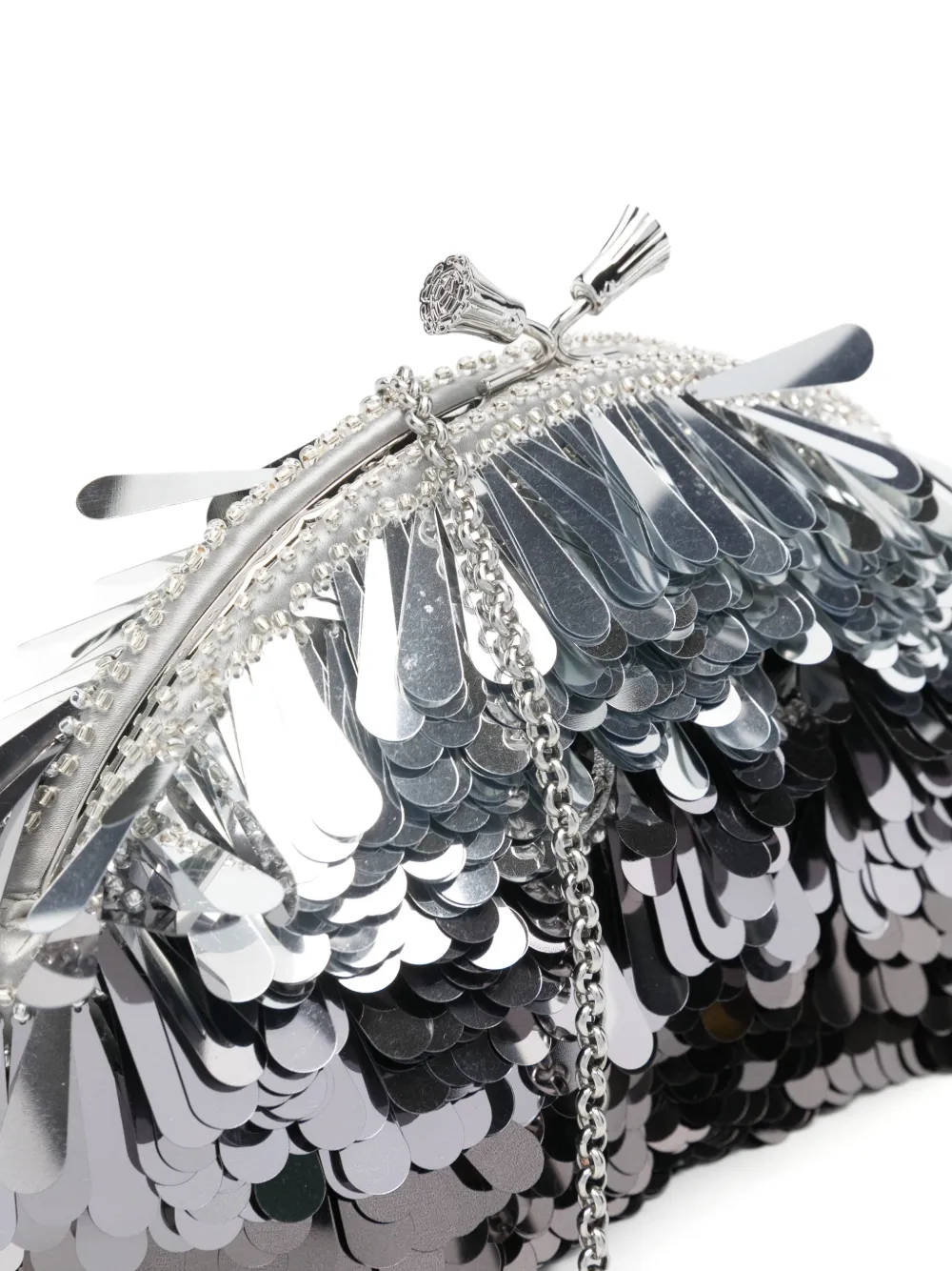 Anya Hindmarch Sequin-embellished Tassel Clutch Bag in Black, view 4