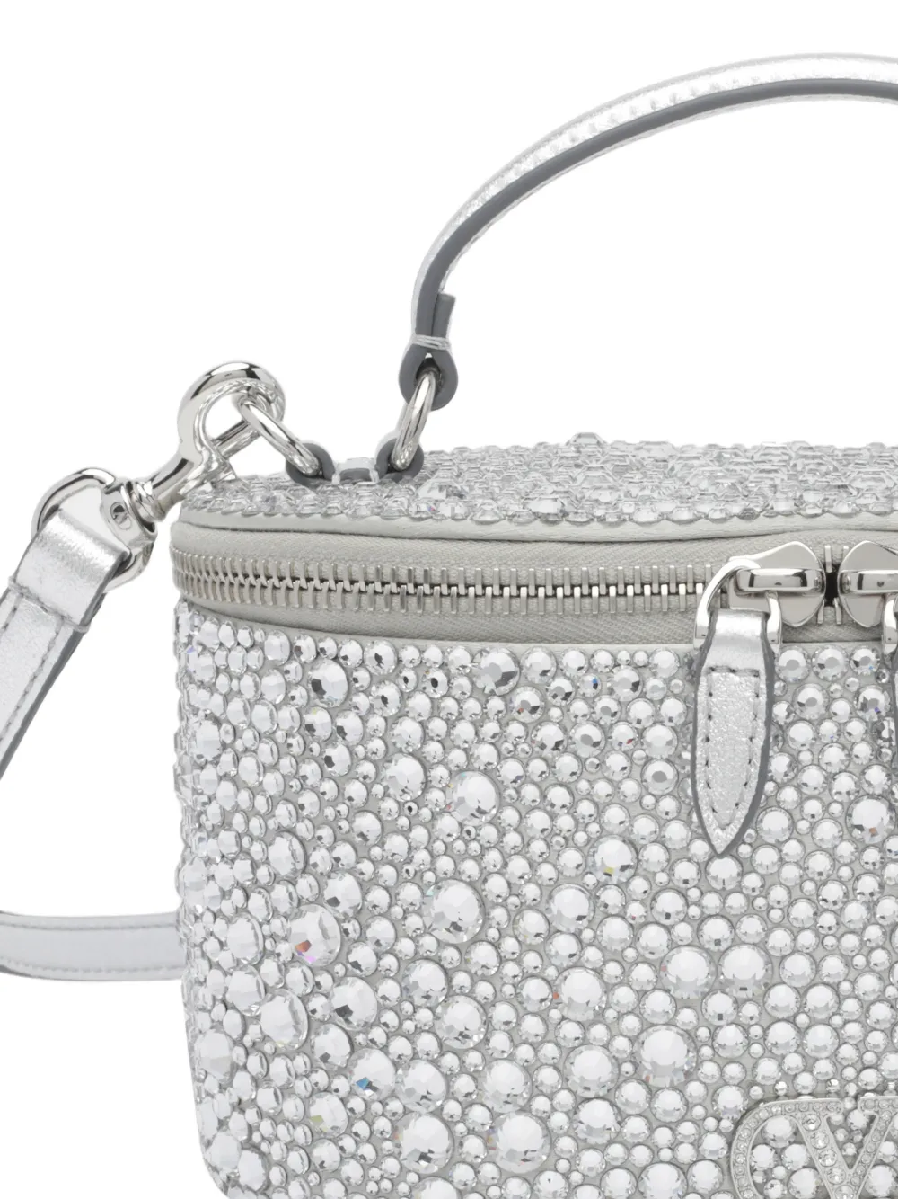 Valentino Garavani VLogo Signature crossbodytas verfraaid met kristallen Zilver