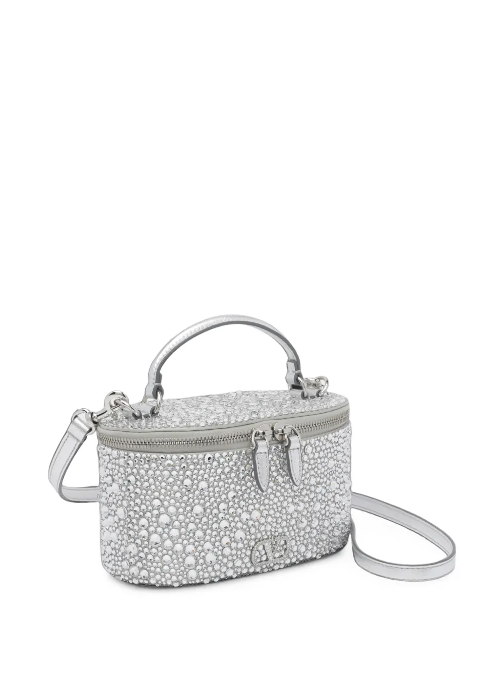 Valentino Garavani VLogo Signature crossbodytas verfraaid met kristallen Zilver