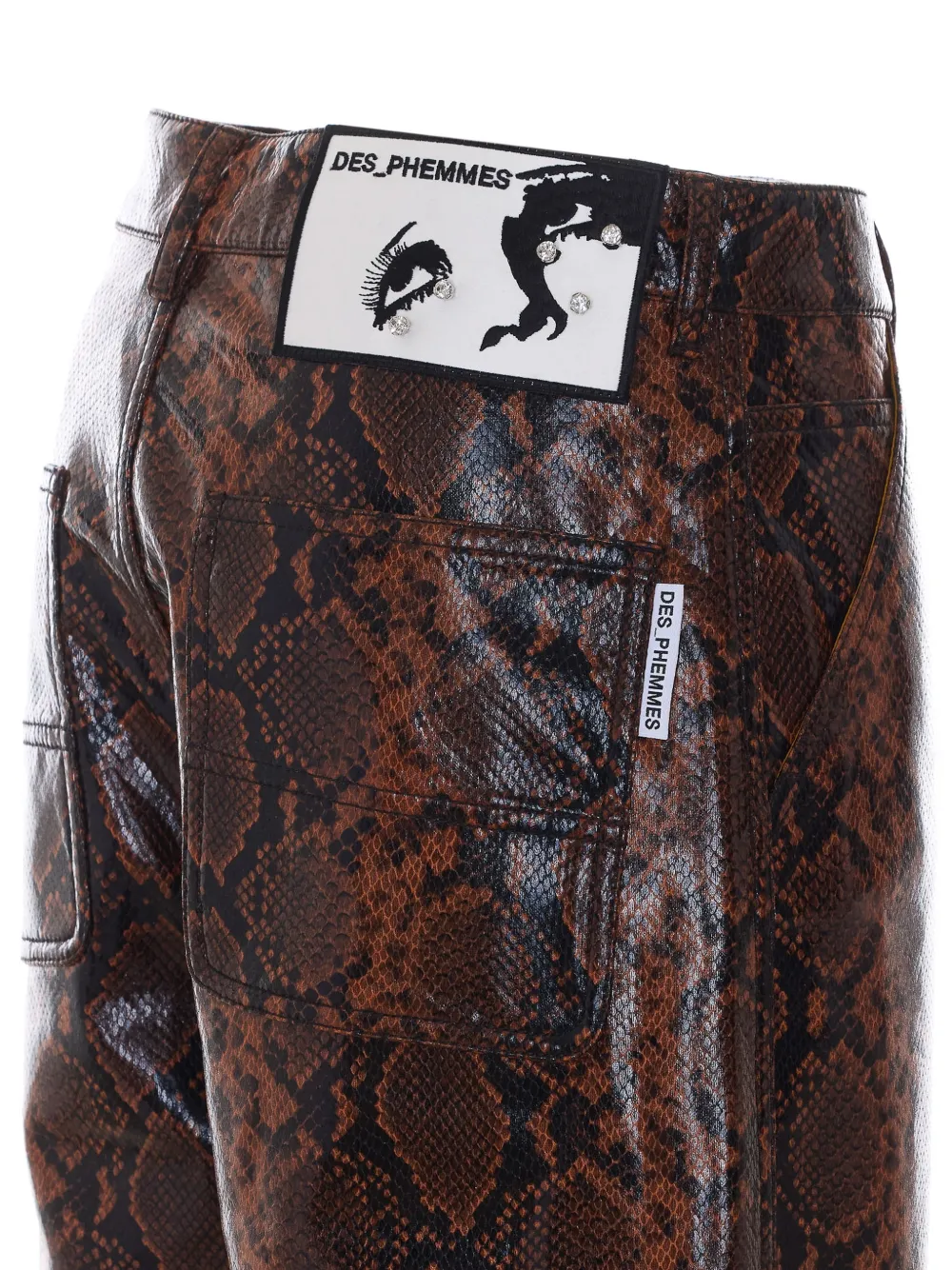 DES PHEMMES Broek met pythonprint Bruin
