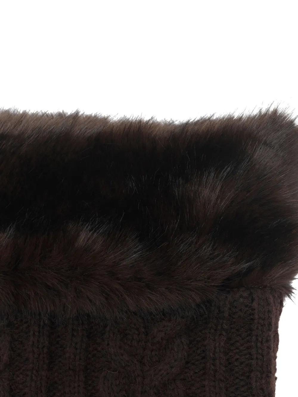 Urbancode Kabelgebreide snood met afwerking van imitatiebont Bruin