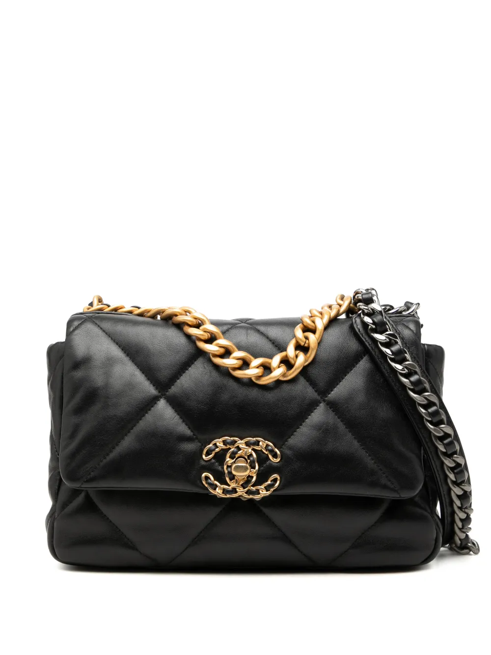 CHANEL Pre-Owned 2021-2026 Medium Lambskin 19 Flap satchel - Nero