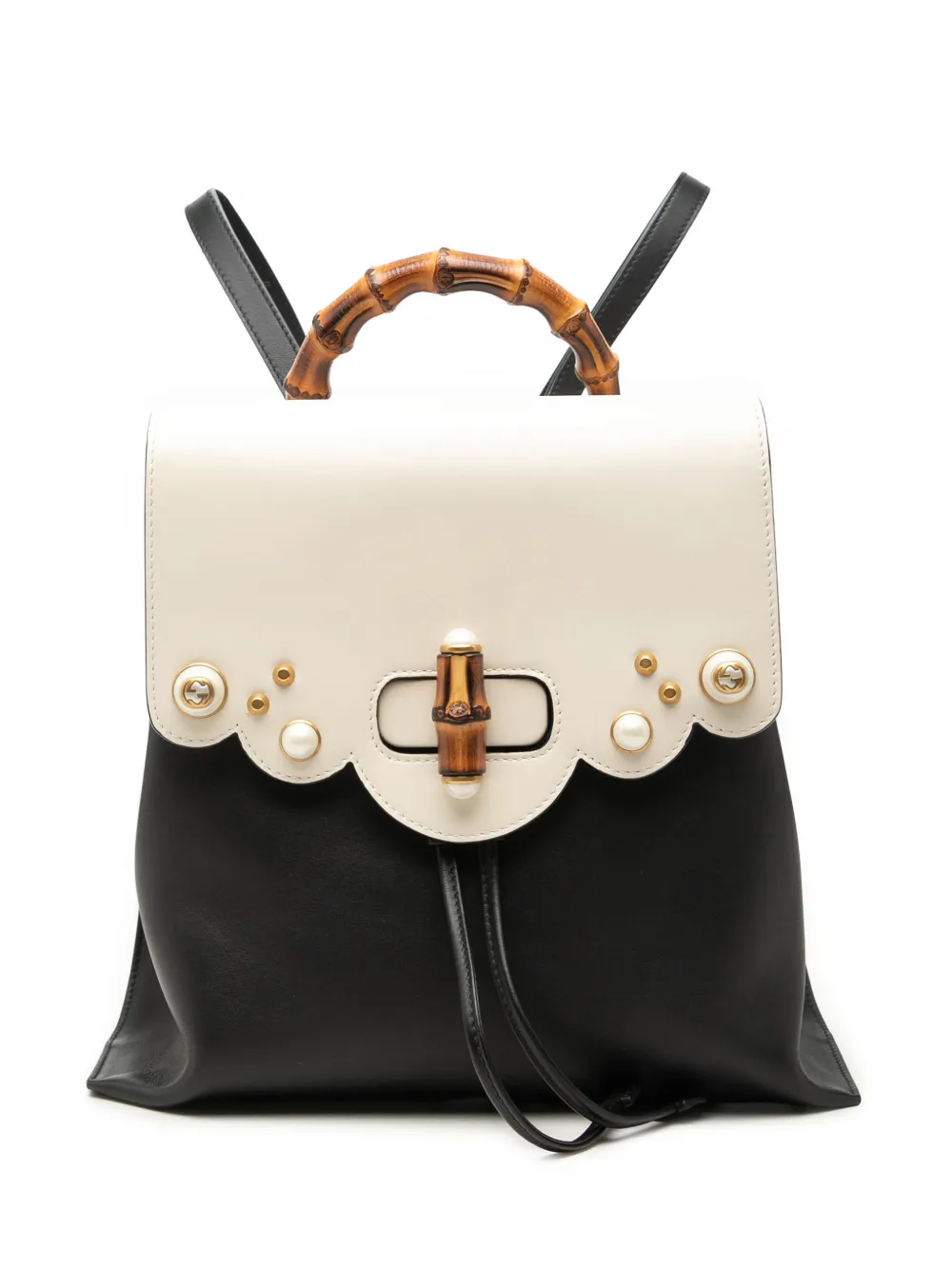 Gucci Pre-Owned sac à dos Nymphaea en bambou et cuir de veau orné de perles et de clous (2000-2015) - Noir