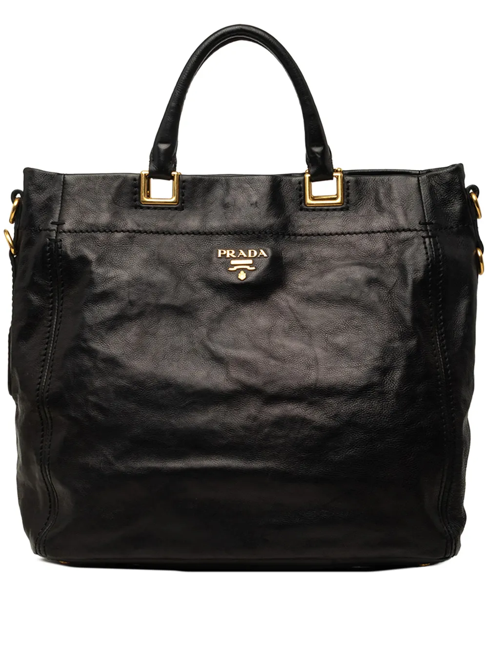 Prada Pre-Owned 2000-2013 Glace Calf Open Convertible Tote satchel - Nero