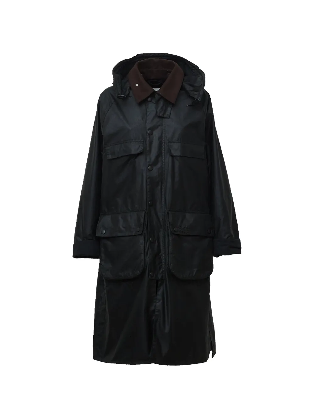 Barbour x A.P.C. sugarlump bedale long waxed jacket Zwart