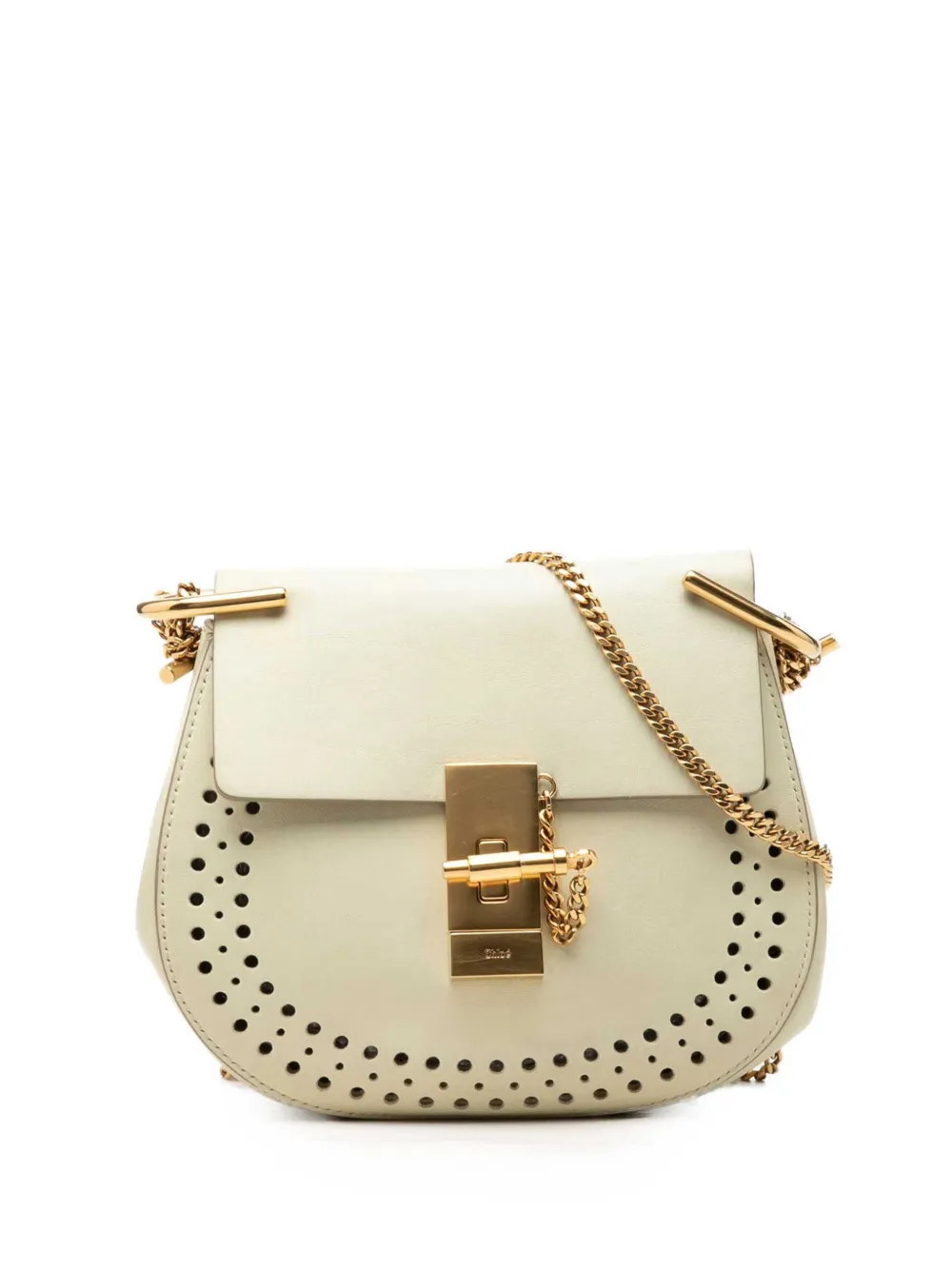 Chloé Pre-Owned 2000-2026 kleine Drew Umhängetasche aus perforiertem Leder - Weiß