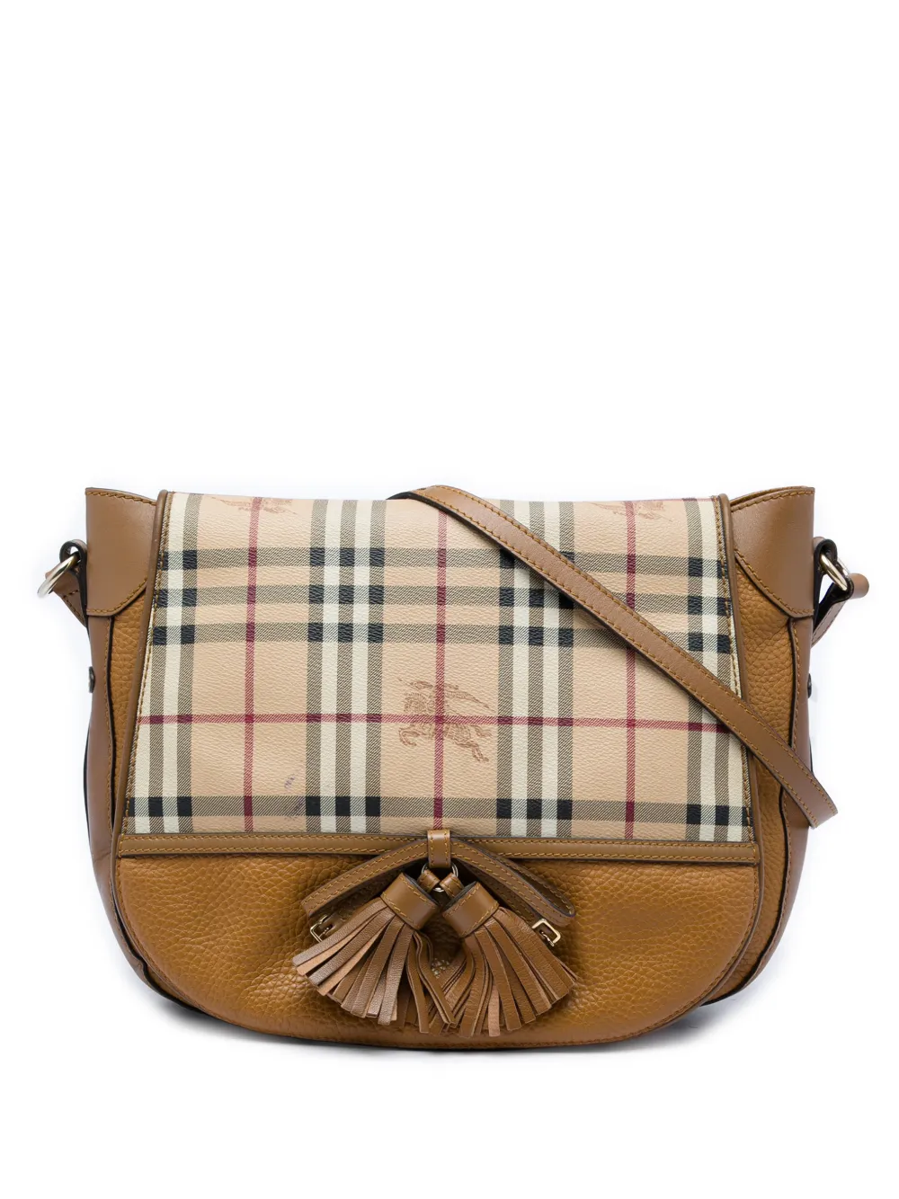 Burberry Pre-Owned 2000-2017 Haymarket Check Coated Canvas and Calfskin Flap shoulder bag - Neutrals