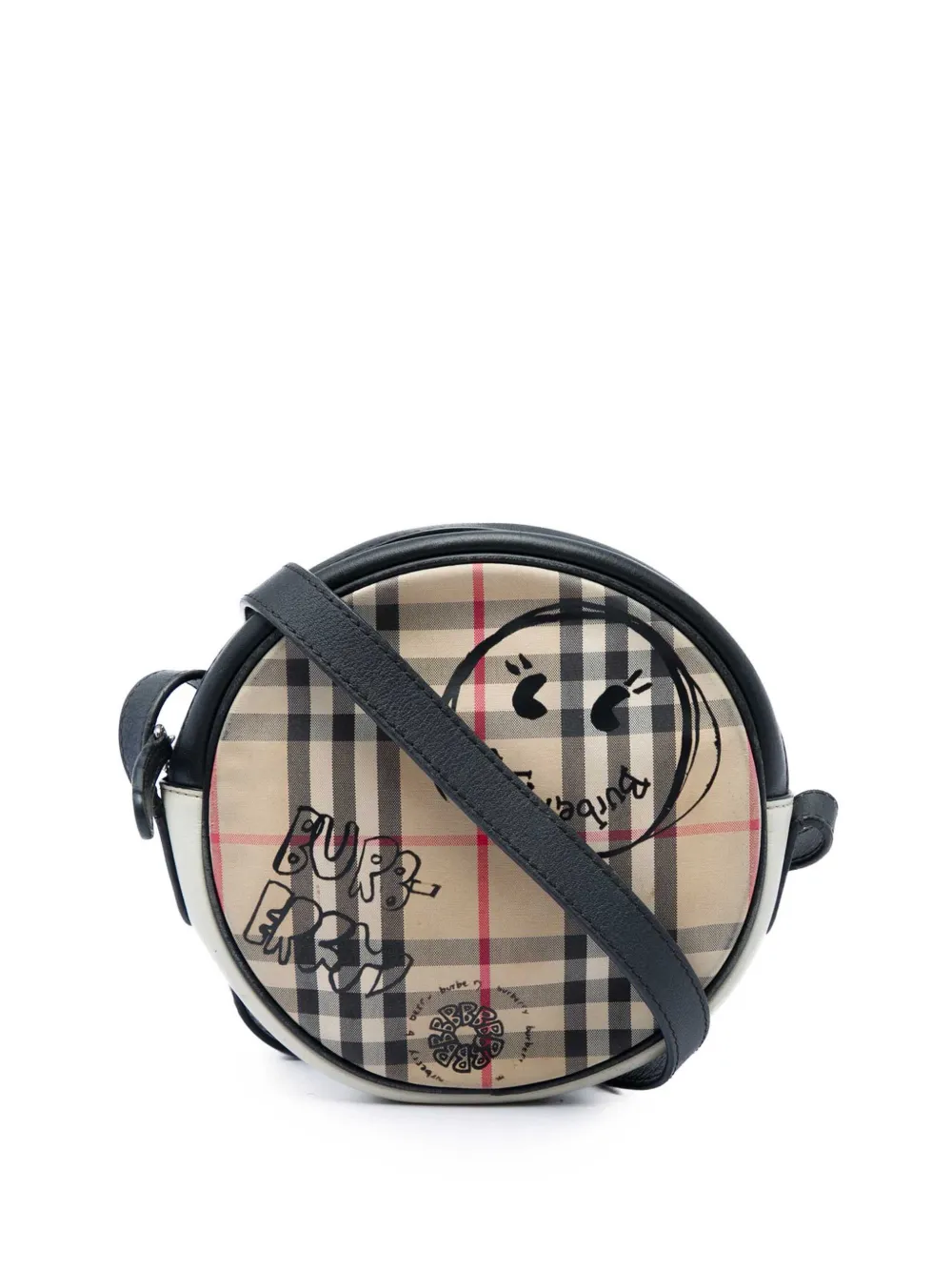 Burberry Pre-Owned 2000-2017 runde Umhängetasche mit House Check aus Canvas und Kalbsleder - Nude