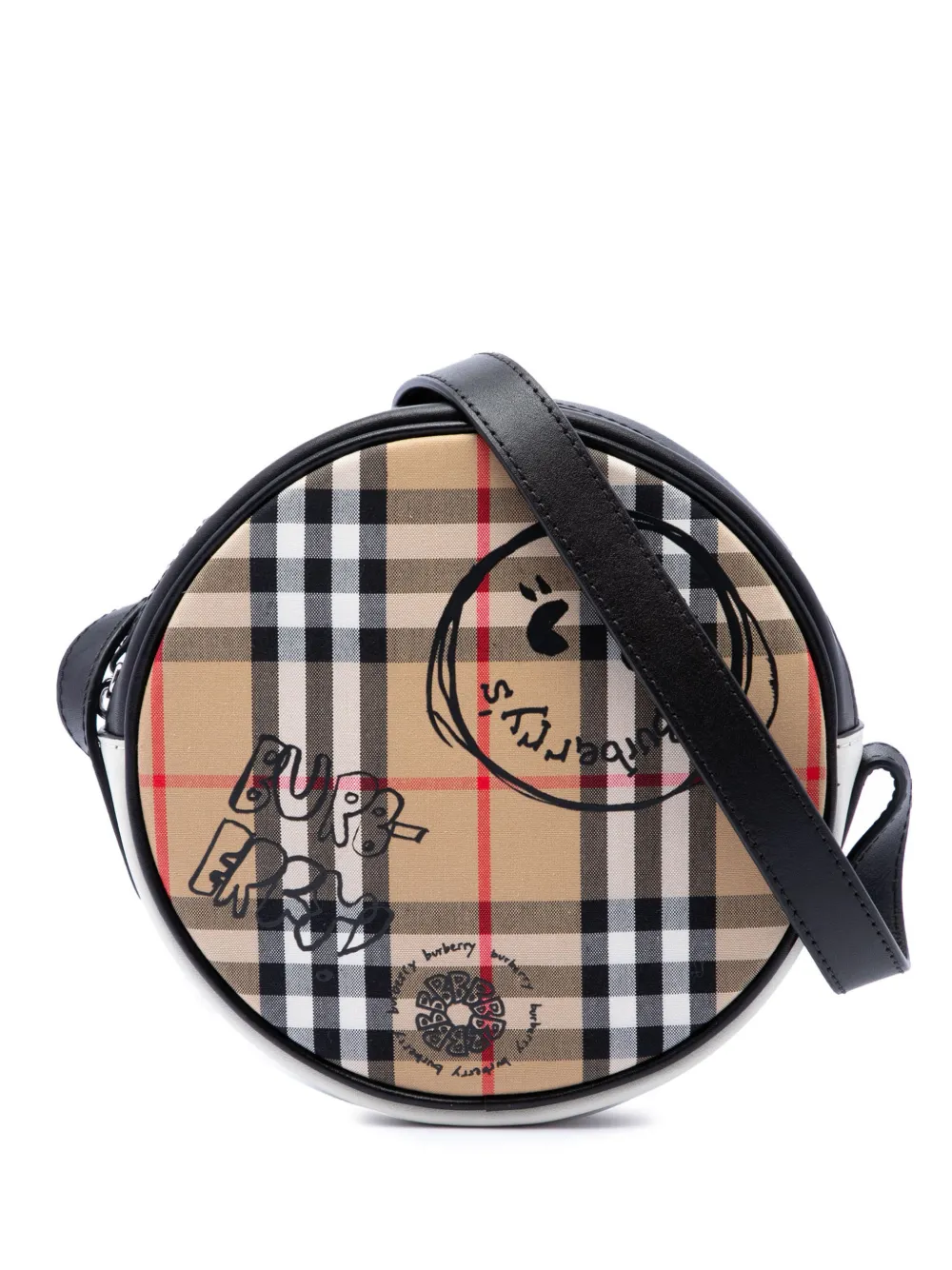 Burberry Pre-Owned 2000-2017 runde Umhängetasche mit House Check aus Canvas und Kalbsleder - Nude
