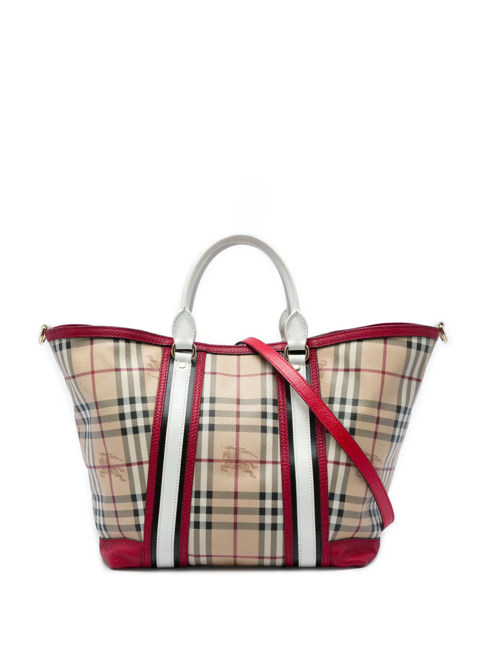 Burberry Pre-Owned sac à main à motif Haymarket Check en toile enduite médium (2000-2017) - Tons neutres