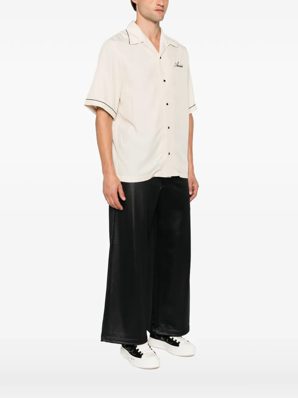 AMIRI Overhemd met grafische patch en bies Beige