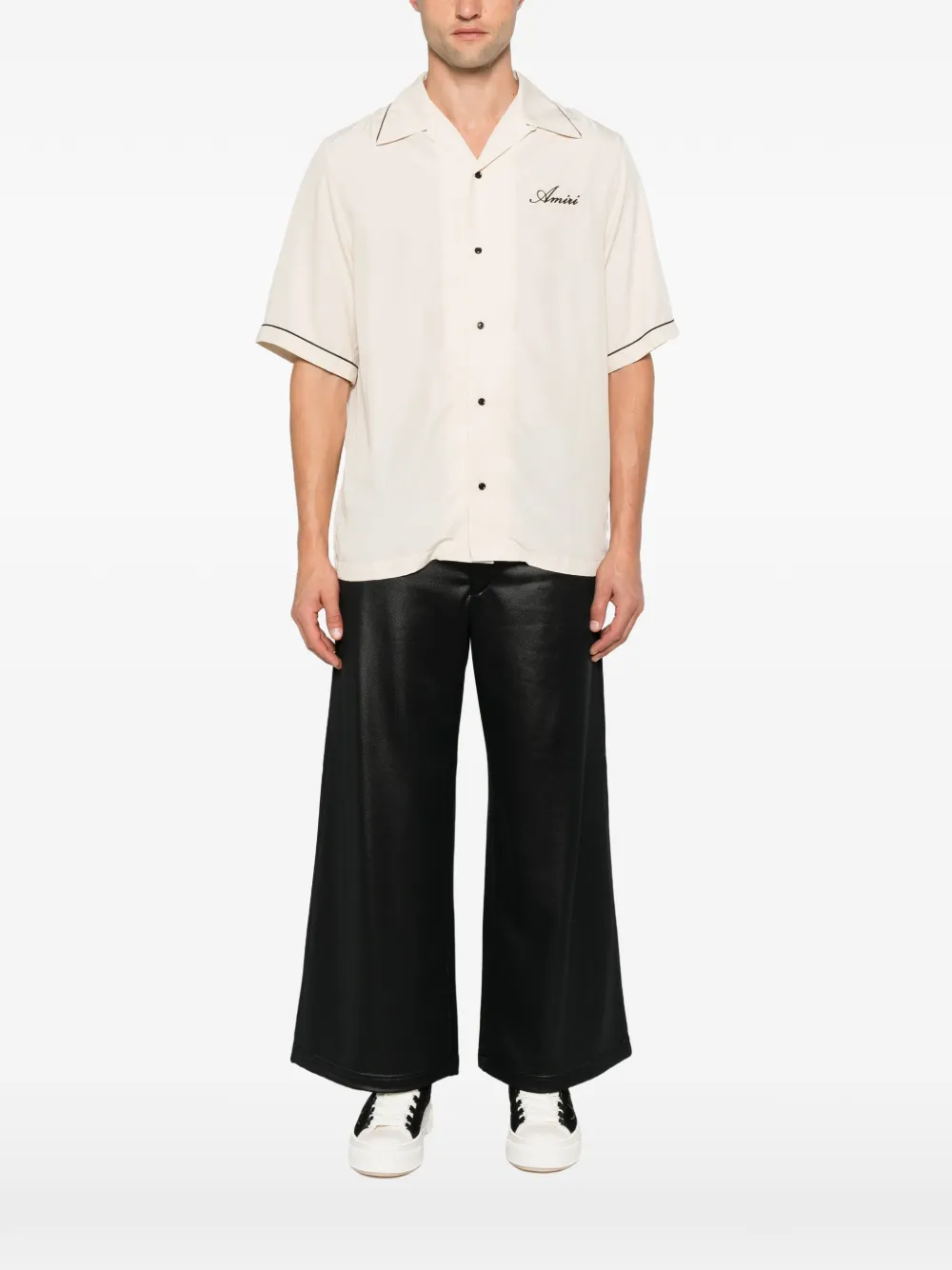 AMIRI Overhemd met grafische patch en bies Beige