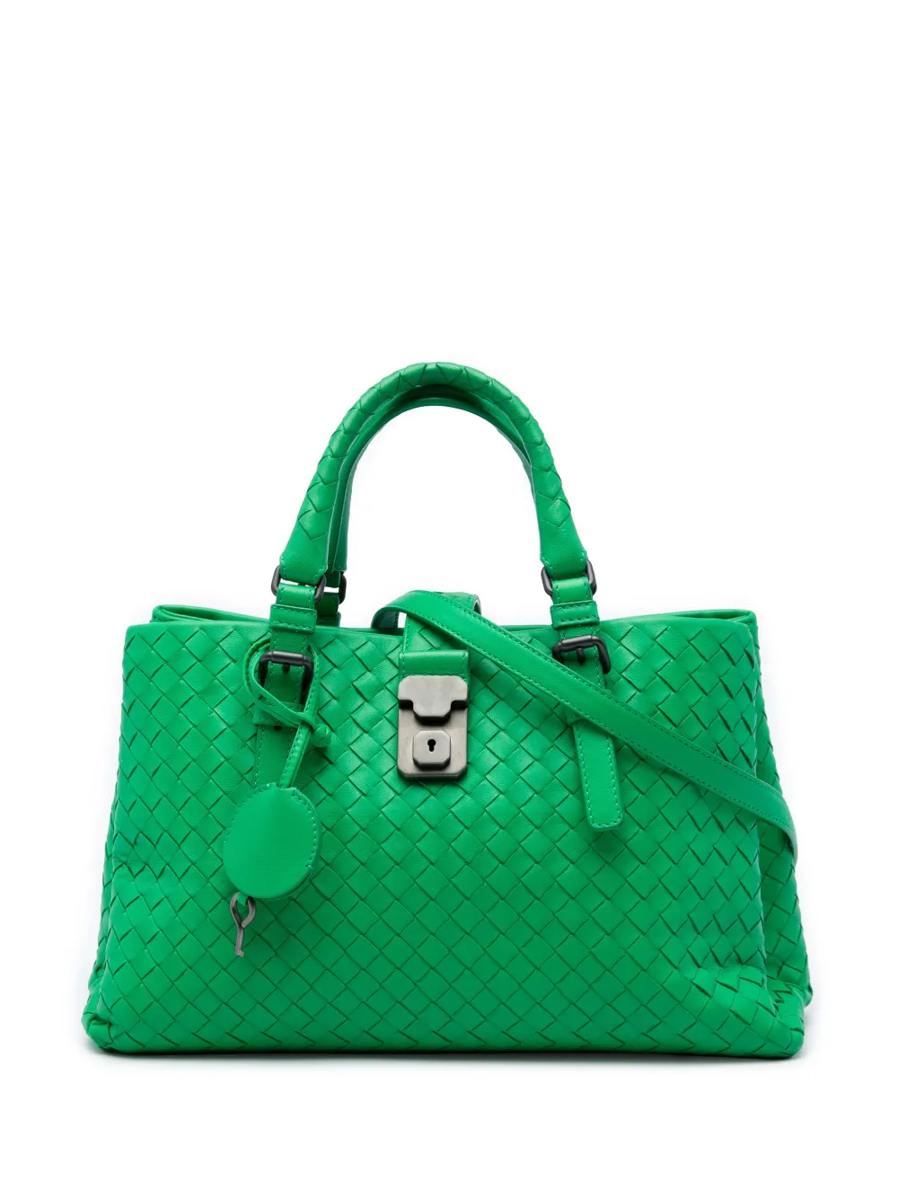 Bottega Veneta Pre-Owned 2012-2026 kleine Intrecciato Roma Satchel-Tasche aus Nappaleder - Grün
