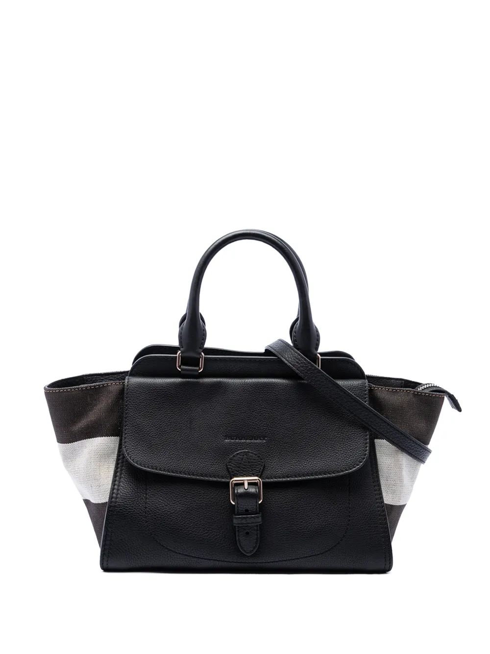 Burberry Pre-Owned 2000-2017 Harcourt Satchel-Tasche aus Leder und Mega Check-Canvas - Schwarz