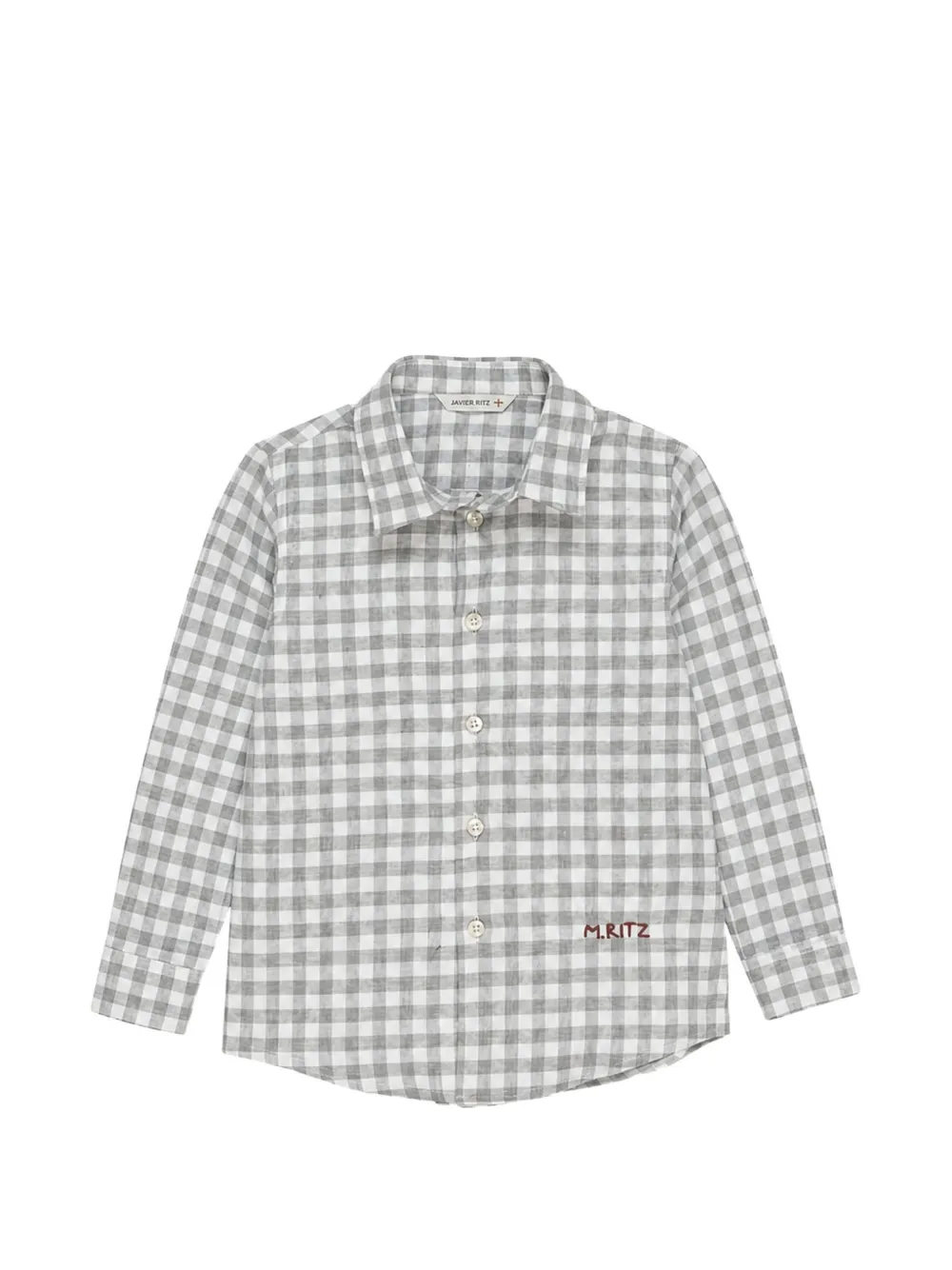 uel Ritz Kids Gingham-geruit shirt met geborduurd logo Wit