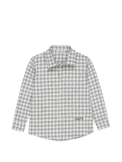 Manuel Ritz Kids gingham-check embroidered-logo shirt