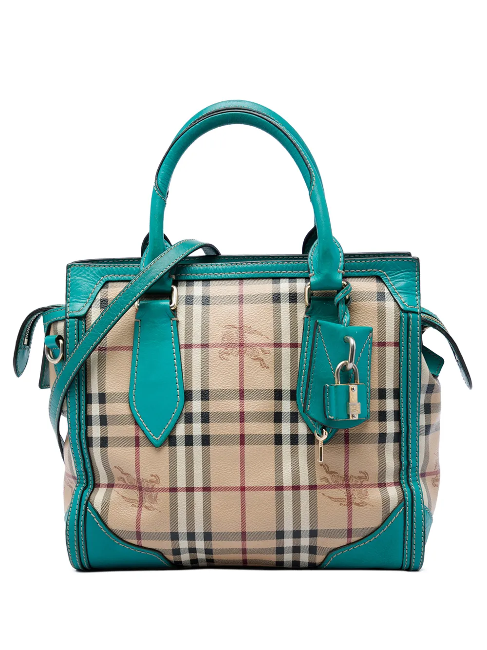 Burberry Pre-Owned 2000-2017 kleine Haymarket Check Honeywood Satchel-Tasche aus beschichtetem Canvas - Nude