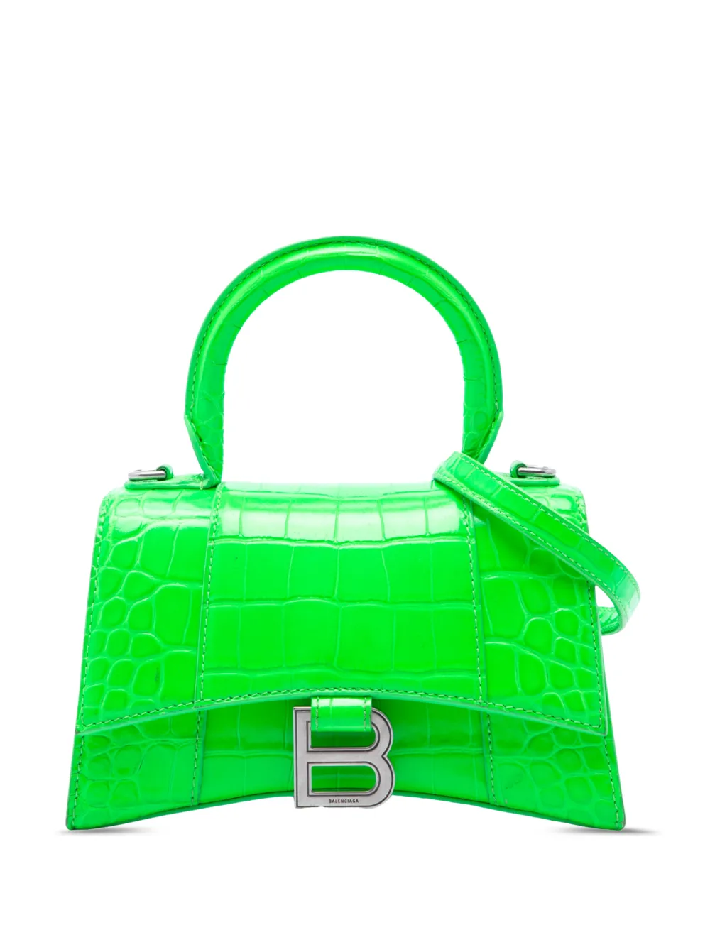 Balenciaga Pre-Owned 2021 Tourglass XS Satchel-Tasche mit Kroko-Effekt - Grün