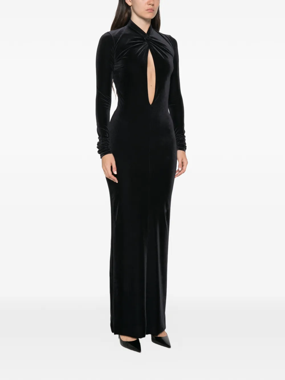 Amazuìn Zeda maxi-jurk met gedraaid detail en uitgesneden details Zwart
