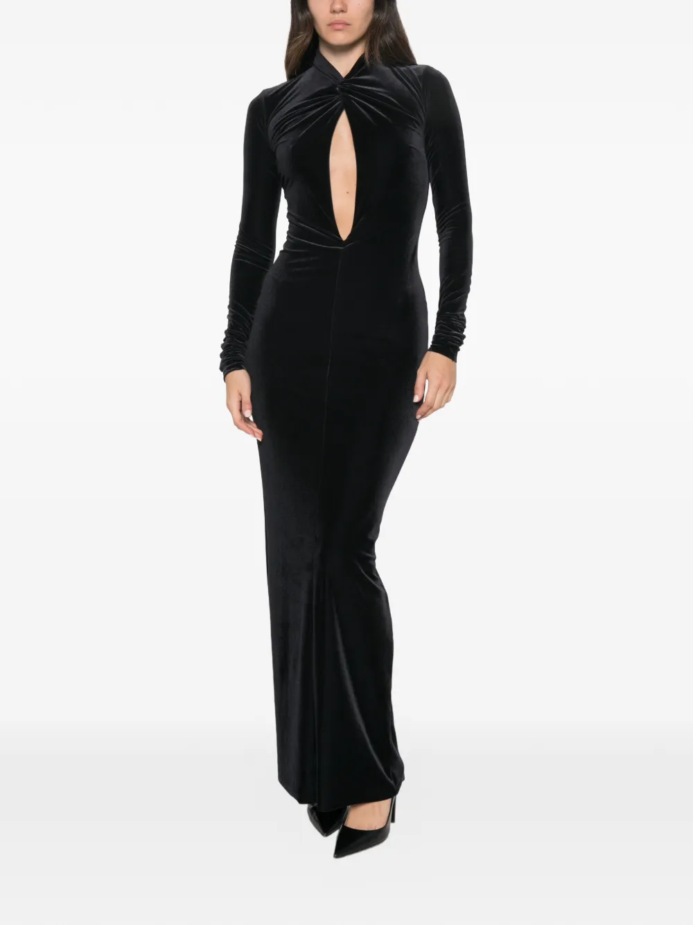 Amazuìn Zeda maxi-jurk met gedraaid detail en uitgesneden details Zwart