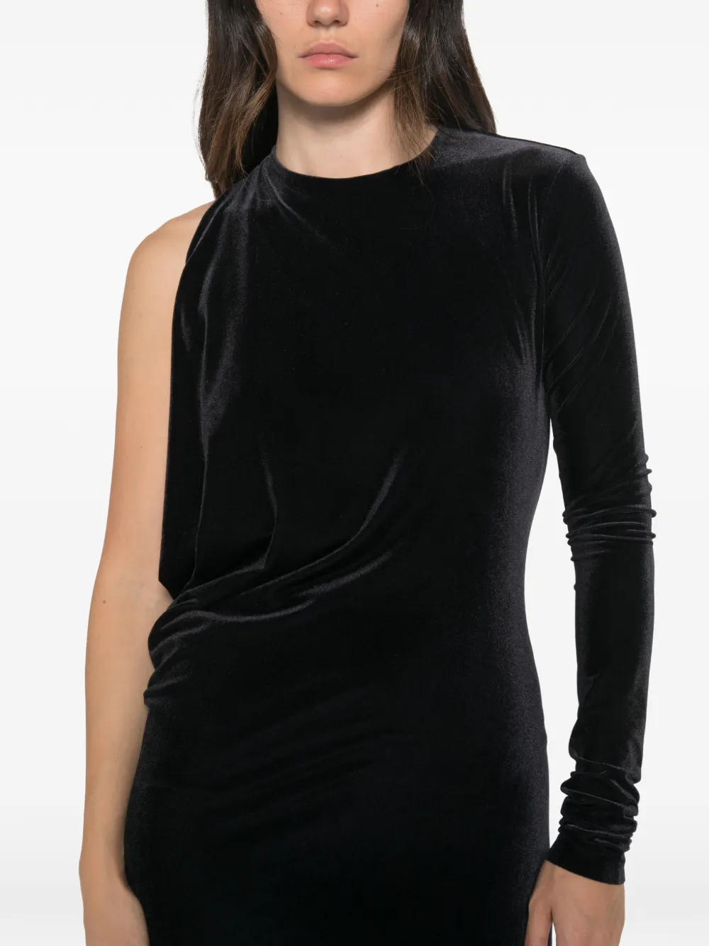 Amazuìn Anja asymmetrische maxi-jurk met open achterkant Zwart