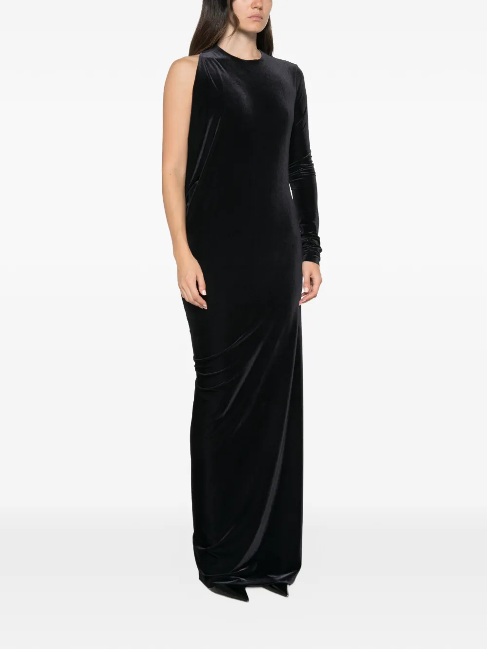 Amazuìn Anja asymmetrische maxi-jurk met open achterkant Zwart