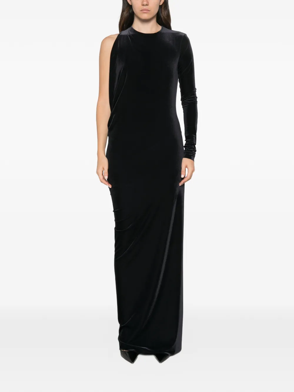 Amazuìn Anja asymmetrische maxi-jurk met open achterkant Zwart