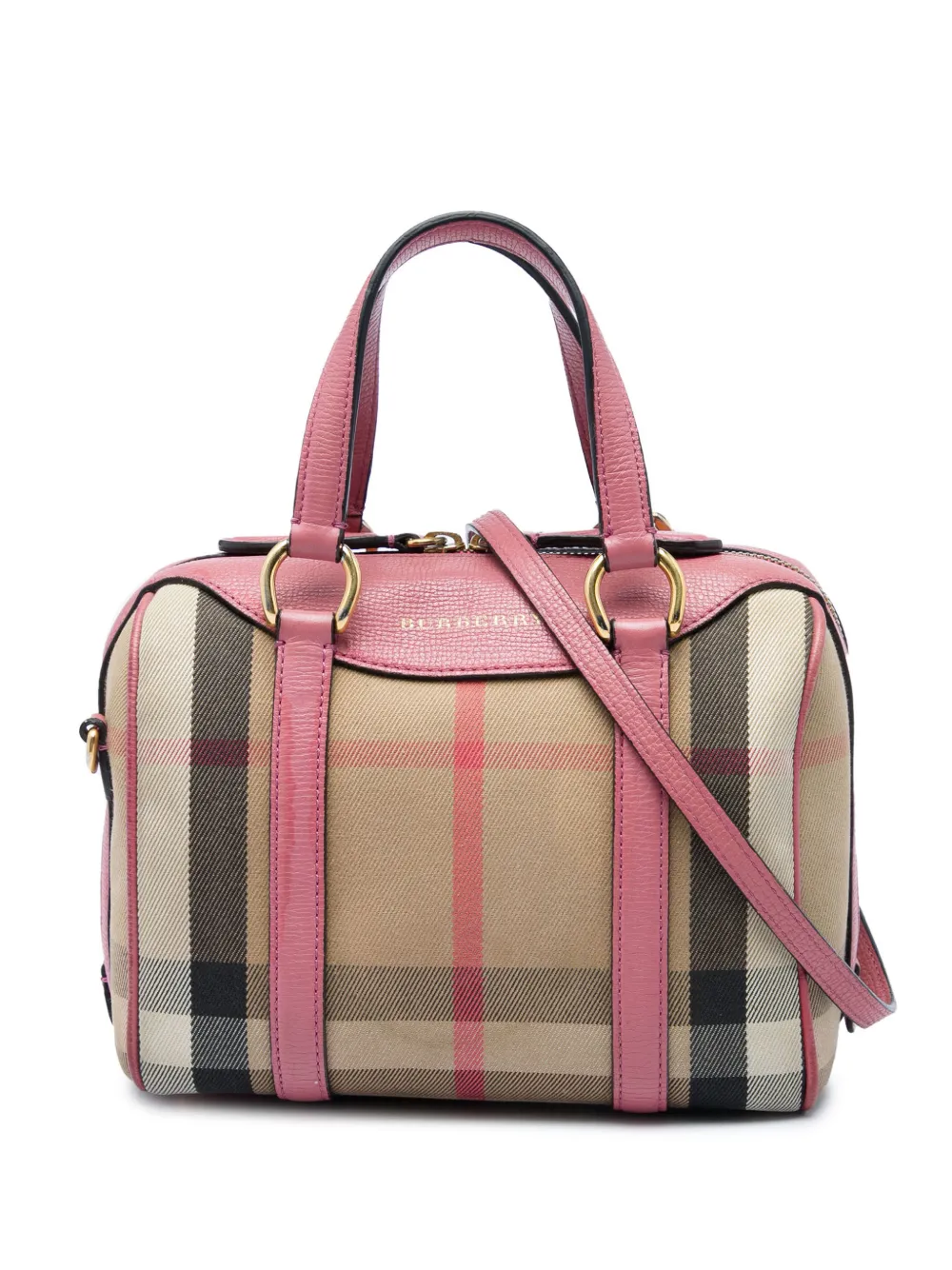 Burberry Pre-Owned 2000-2017 Small House Check Canvas Alchester Bowling Bag satchel - Pink