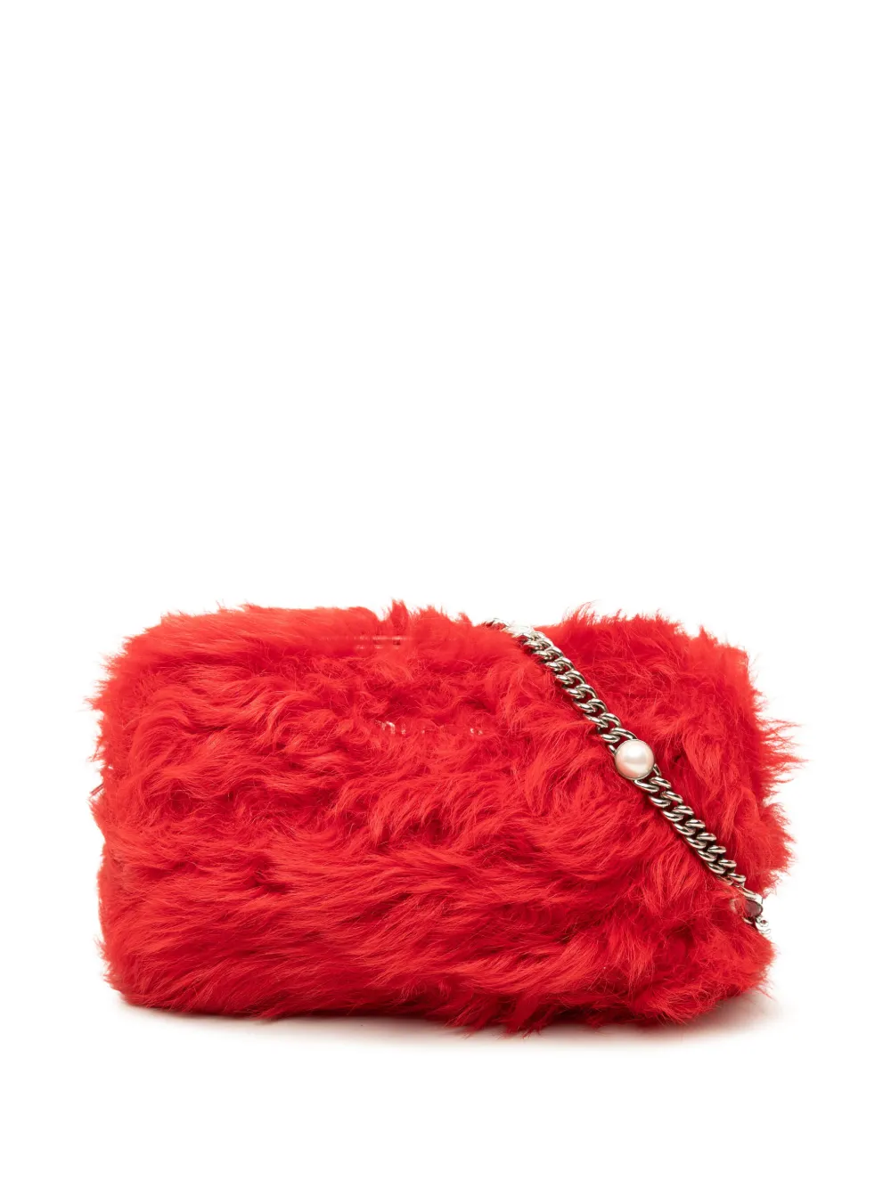 Miu Miu Pre-Owned 2010-2026 Shearling Pearl Chain crossbody bag - Red