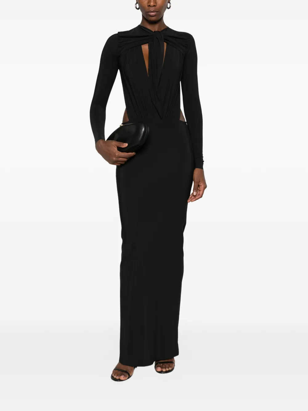 Amazuìn Denise Cut-out Ruched Maxi Dress In Black