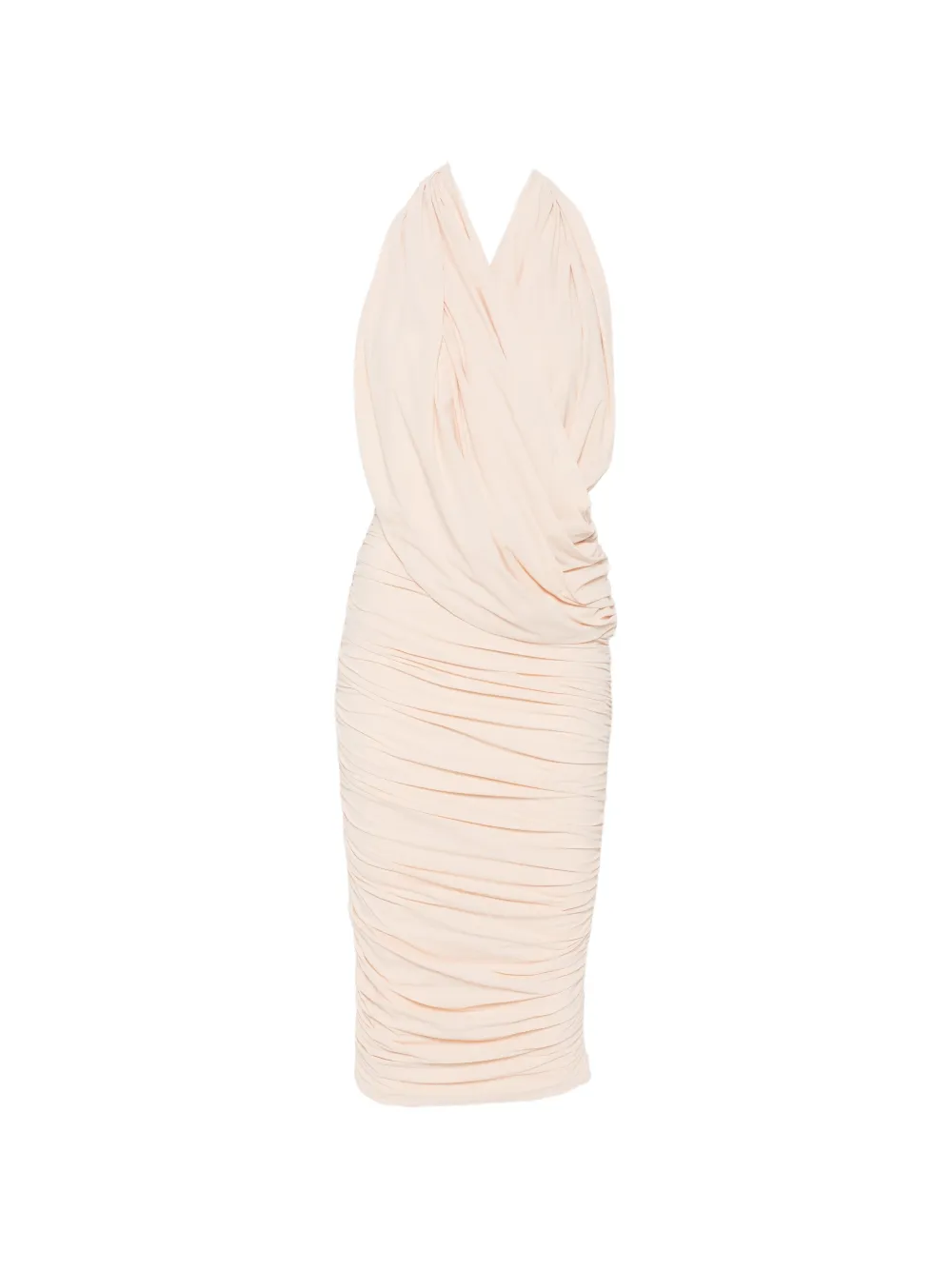 Amazuìn Manoon Ruched Halterneck Midi Dress In Neutral