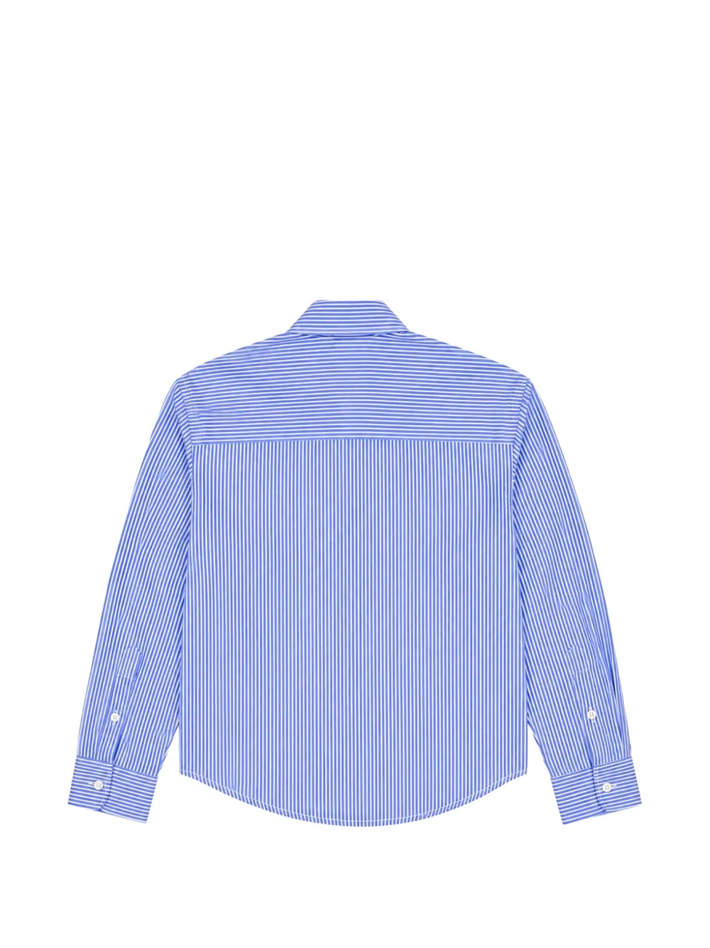 Paolo Pecora Kids vertical-stripe chest-pockets shirt Blauw