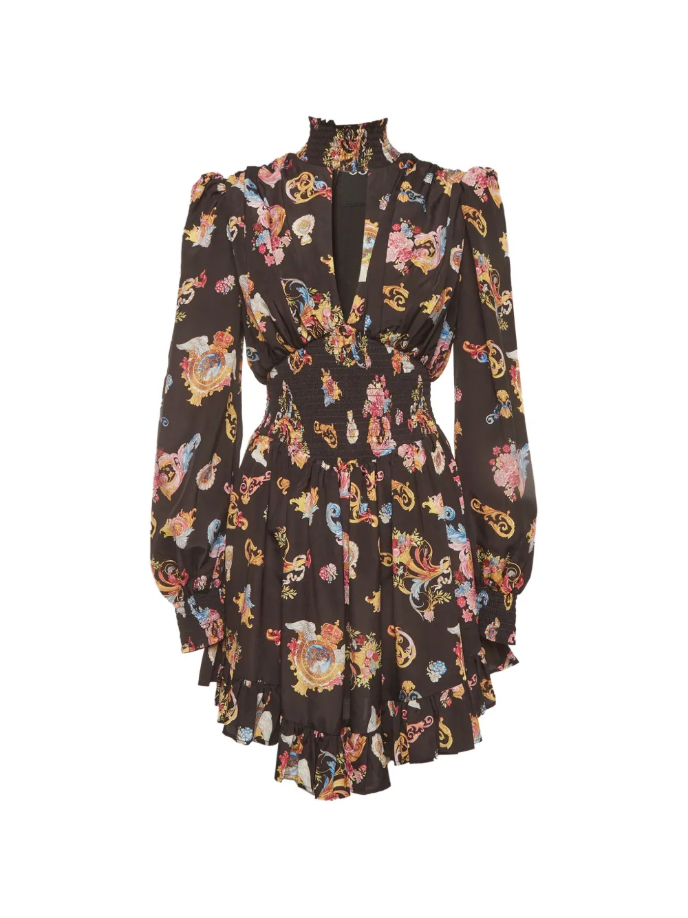 Versace Jeans Couture robe courte imprimée Versailles à fronces - Noir Versace Jeans Couture robe courte imprimée Versailles à fronces - Noir
