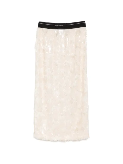 Semicouture midi sequin-embellished fringed skirt