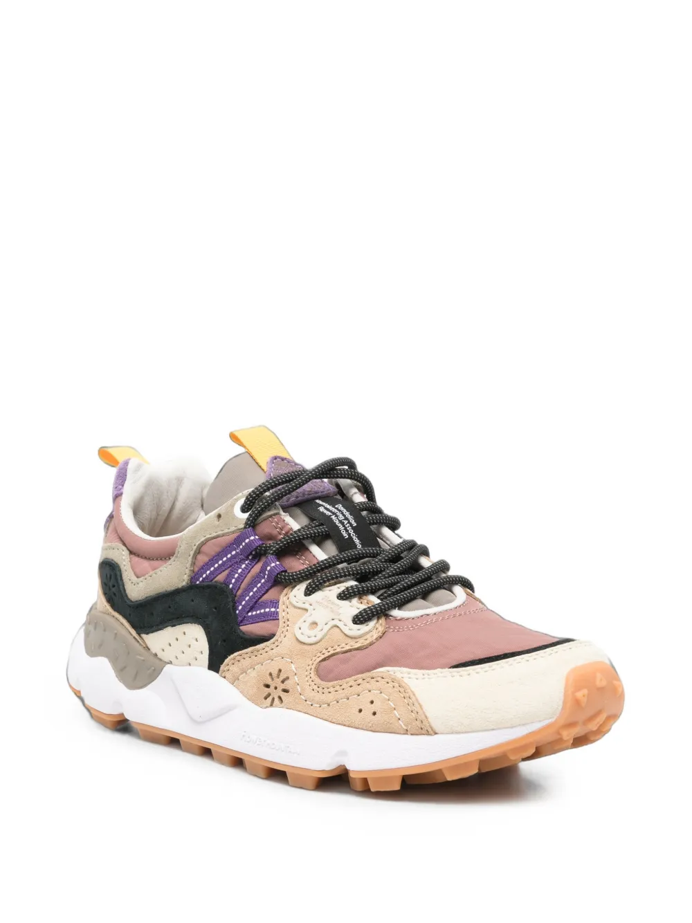 FLOWER MOUNTAIN perforated panelled sneakers Beige
