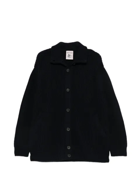 Semicouture ribbed-knit leather-patch jacket 