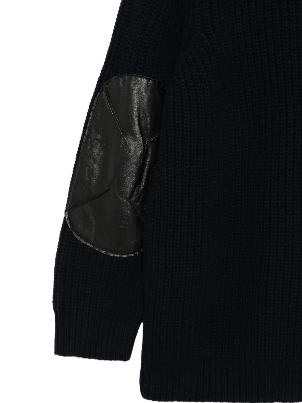 Semicouture ribbed-knit leather-patch jacket Blauw