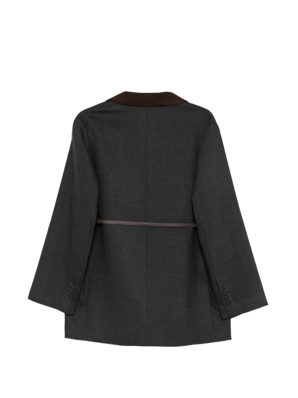 Semicouture belted contrast-collar jacket Grijs