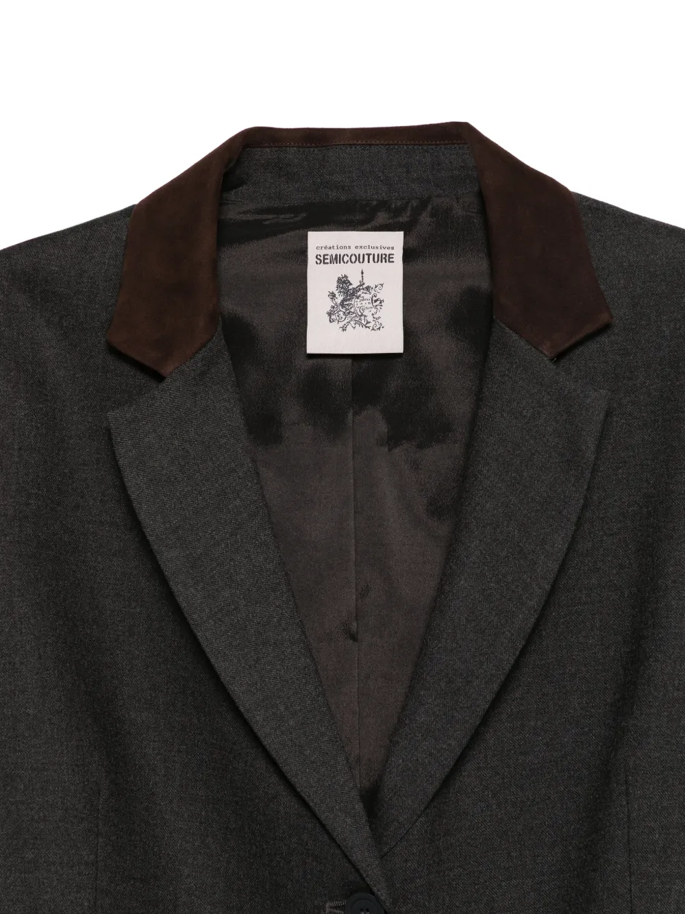 Semicouture belted contrast-collar jacket Grijs