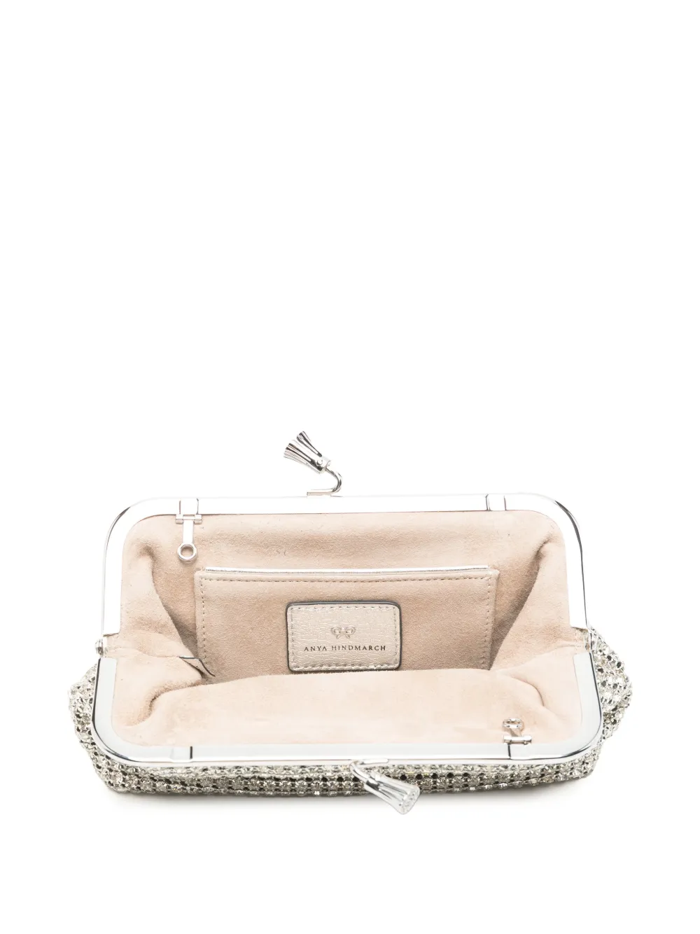 Anya Hindmarch Crystal-embellished Tassel-clasp Clutch Bag in Silver, view 5