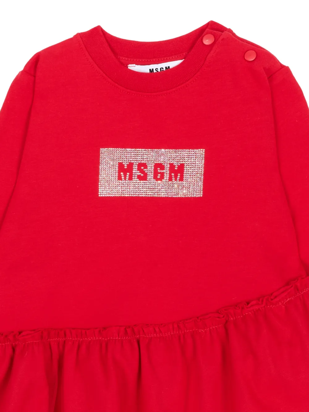MSGM Kids crystal-embellished ruffled dress Rood
