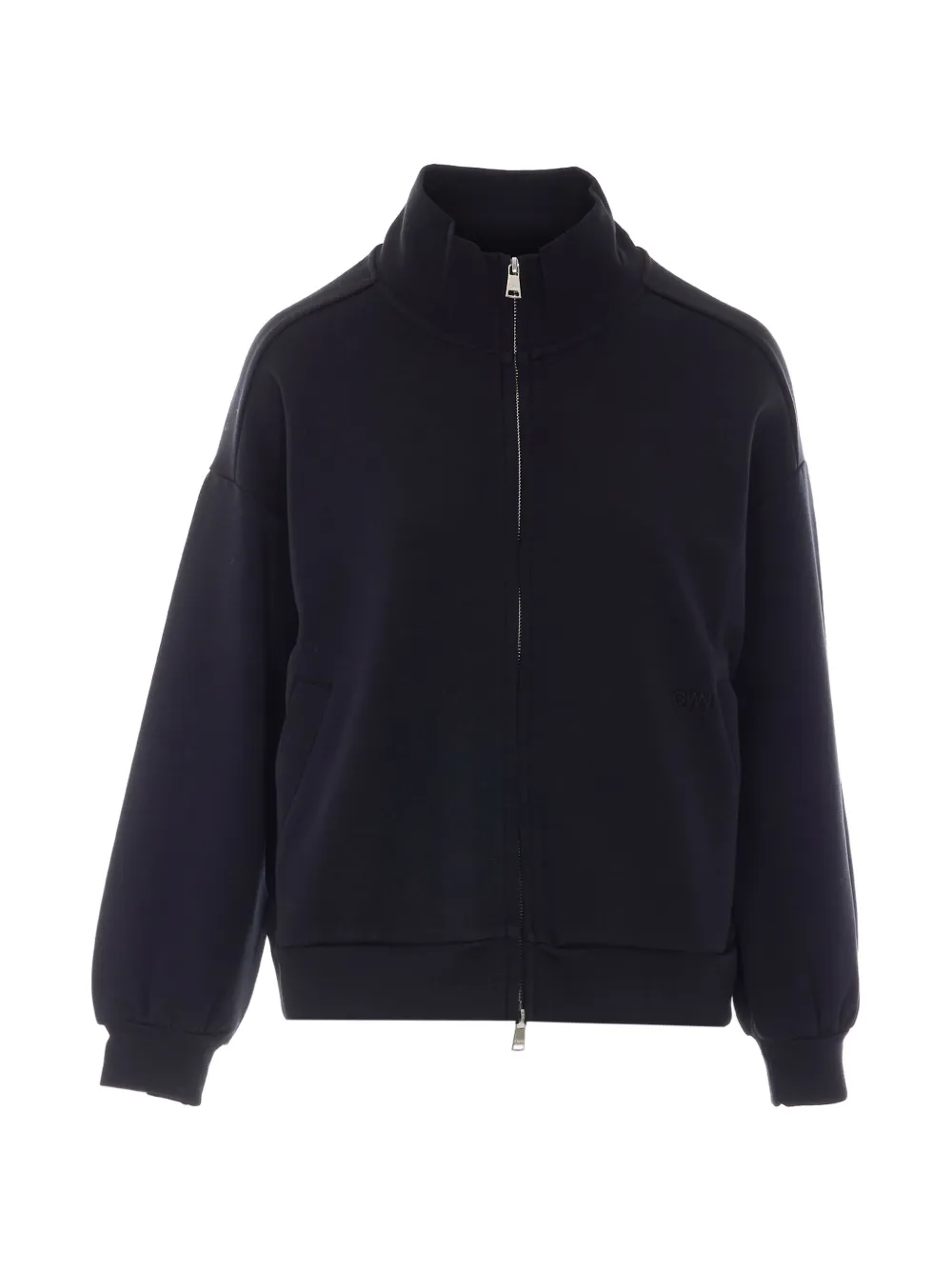 Own Zip-up Embroidered Sweater In Black